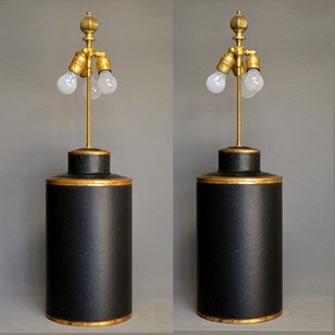 Pair of XL pharmacy caddies as lamp, black